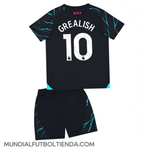 Camiseta Manchester City Jack Grealish #10 Tercera Equipación Replica 2023-24 para niños mangas cortas (+ Pantalones cortos)